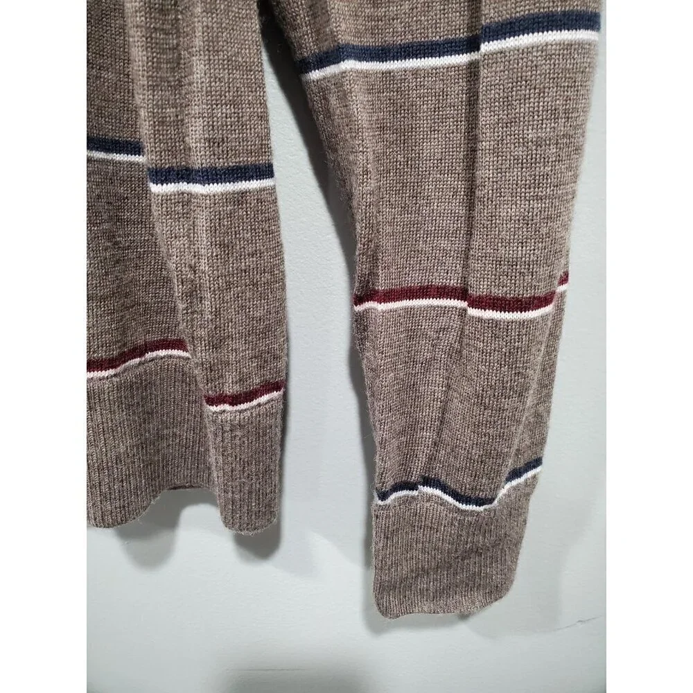 Banana Republic Mens Brown 100% Merino Wool Sweater Crew Neck Striped Sz L